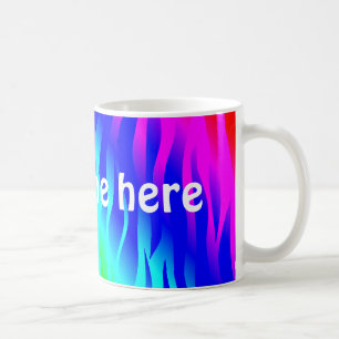 Taza De Café Arco iris psicodélico su nombre en letras grandes