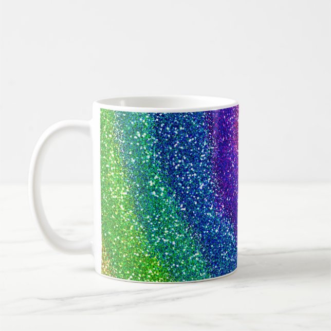 Taza De Café Arco iris purpurinas (Izquierda)