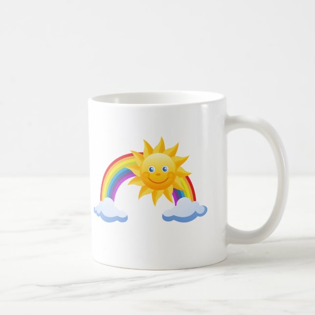 Taza De Café Arco iris sonriente de la sol (Derecha)