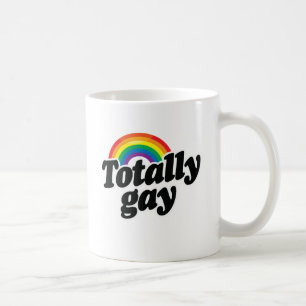 TAZA DE CAFÉ ARCO IRIS TOTALMENTE GAY - BLANCO - .PNG