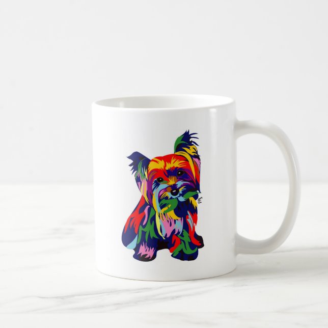 Taza De Café Arco iris Yorkie de la diversión (Derecha)