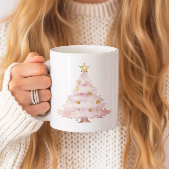 Taza De Café Arco rosado de árbol de Navidad (Pink Christmas Trees Mug)