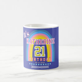 Taza De Café Arcoíris 21 Cumpleaños Azul