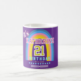 Taza De Café Arcoíris 21 Cumpleaños Púrpura