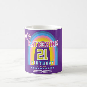 Taza De Café Arcoíris 21 Cumpleaños Púrpura