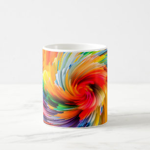 Taza De Café Arcoíris Abstracto Tornado Moderno Vibrante