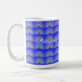 Taza De Café Arcoiris amarillo, azul y púrpura