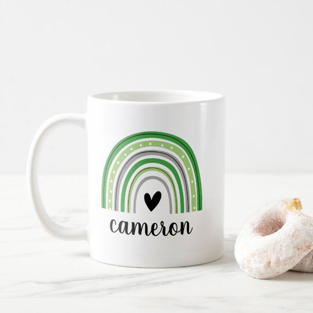 Taza De Café Arcoíris Aromántico Personalizado (Con donut)