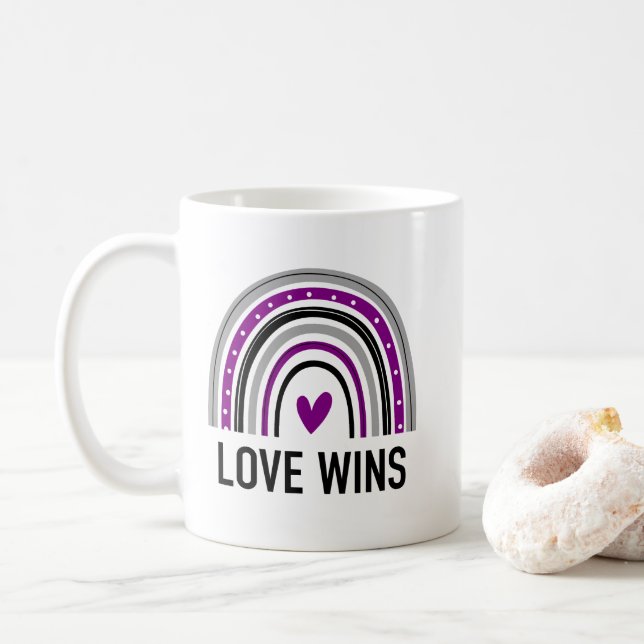 Taza De Café Arcoíris Asexual el Amor Gana (Con donut)