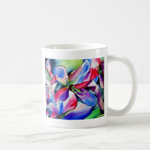 Taza De Café Arcoiris Azalea florido original pintura acuarela