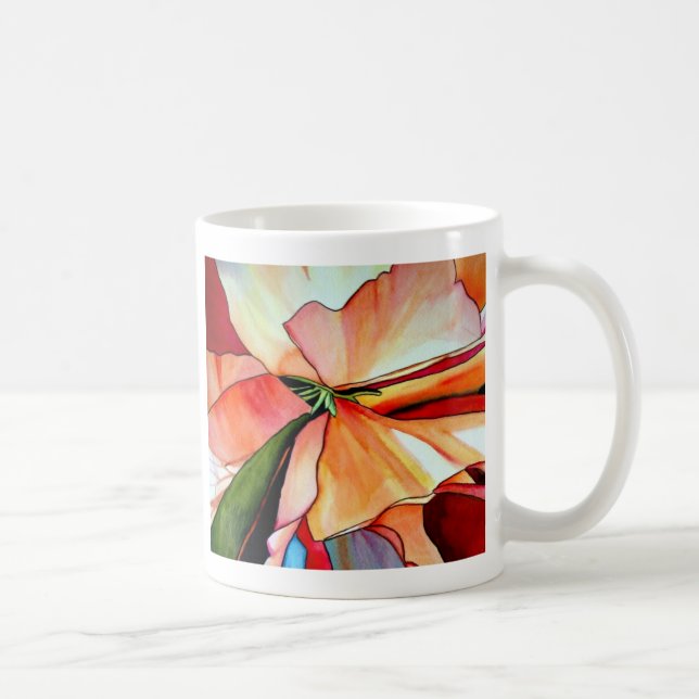 Taza De Café Arcoiris Begonia acuarela arte original (Derecha)