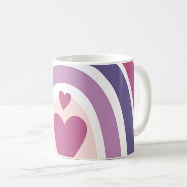 Taza De Café Arcoiris bonito Y Corazón Púrpura (Anverso derecho)