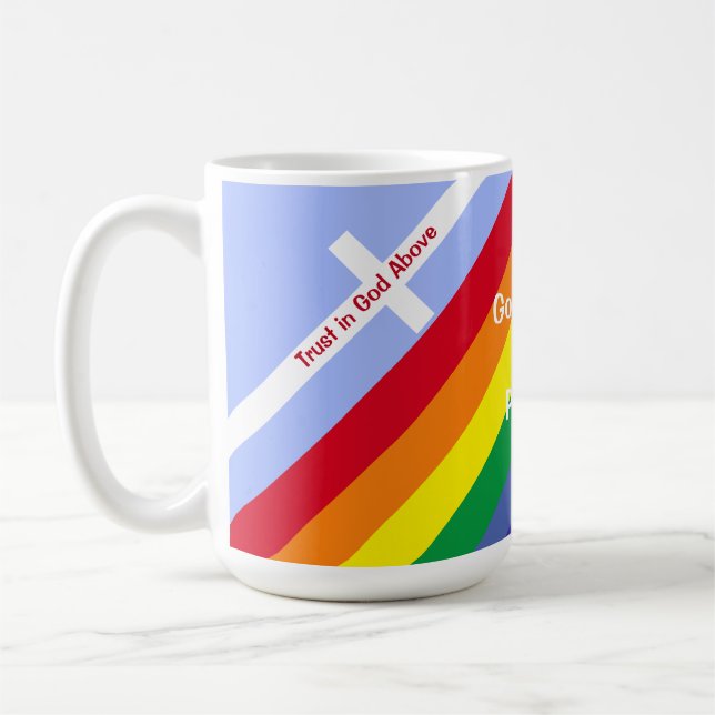 Taza De Café Arcoiris brillante con cruces Inspiradoras (Izquierda)