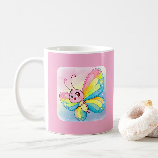 Taza De Café Arcoiris Butterfly Mug (Con donut)