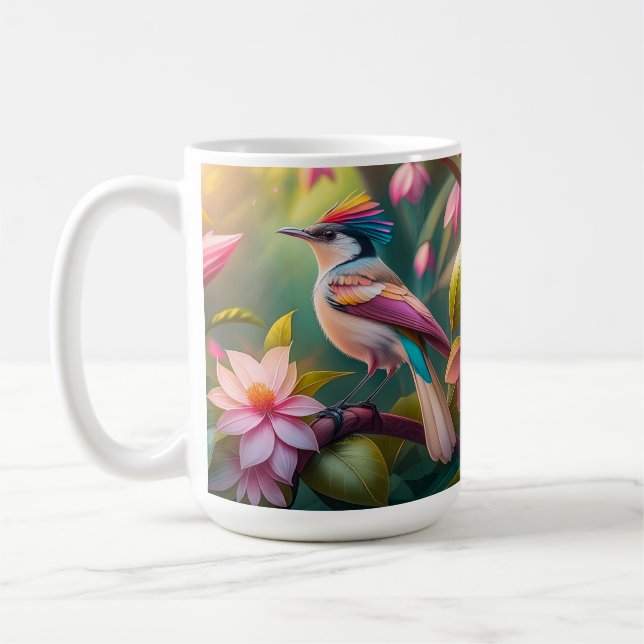 Taza De Café Arcoiris con crema Jay Fantasy Bird (Izquierda)