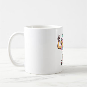 Taza De Café Arcoiris Cuidadoso Con Auriculares Y Patines De Ro