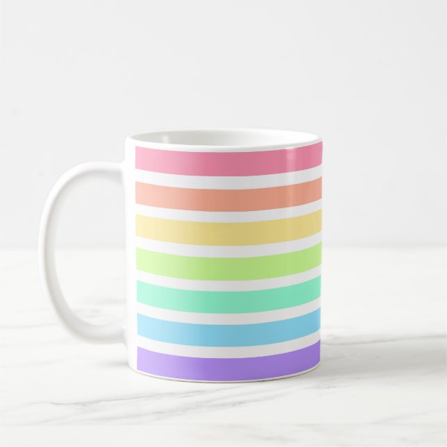 Taza De Café Arcoiris de bblegum y rayas blancas (Izquierda)