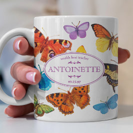 Taza De Café Arcoiris de mariposas de época victoriana