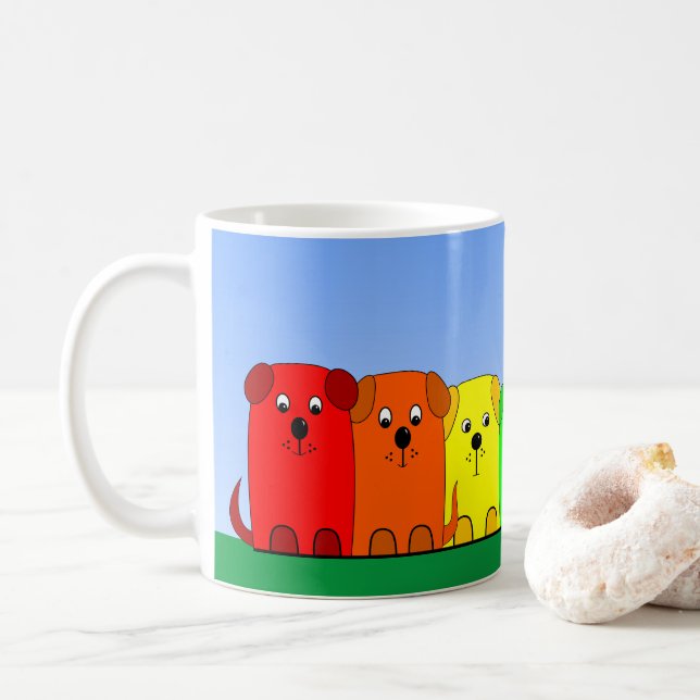 Taza De Café Arcoiris de Perros Cachorros Clásicos, 325 ml (Con donut)