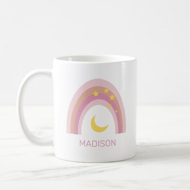 Taza De Café 'Arcoiris en época de sueño', personalizado rosa d (Izquierda)