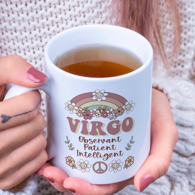 Taza De Café Arcoiris floral Virgo Zodiac Groovy (Subido por el creador)