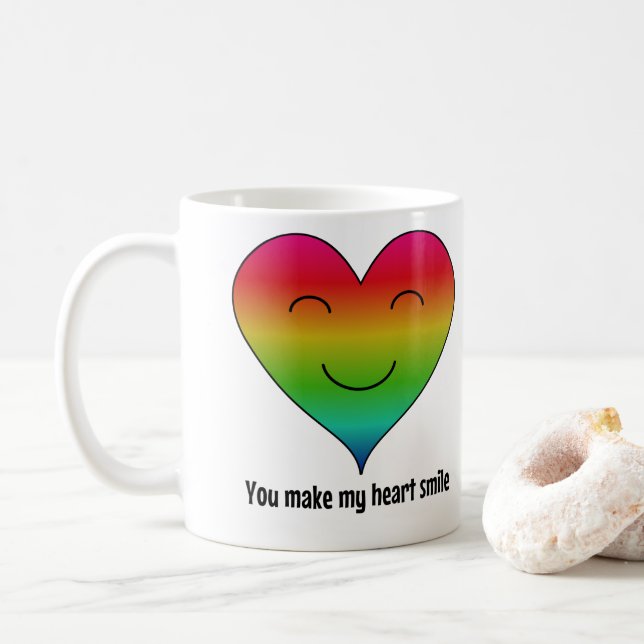 Taza De Café Arcoiris haces sonreír mi corazón (Con donut)