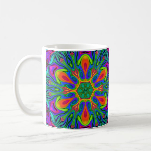 Taza De Café Arcoiris hippie psicodélico (Izquierda)