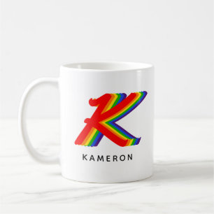Taza De Café Arcoiris inicial y nombre Guay estilo moderno únic