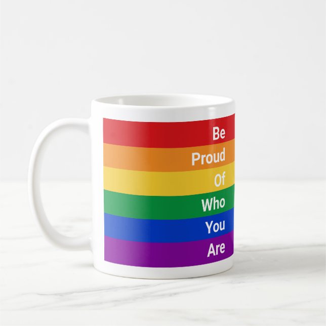 Taza De Café Arcoiris LGBTQ, Estén Orgullosos De Quién Eres (Izquierda)
