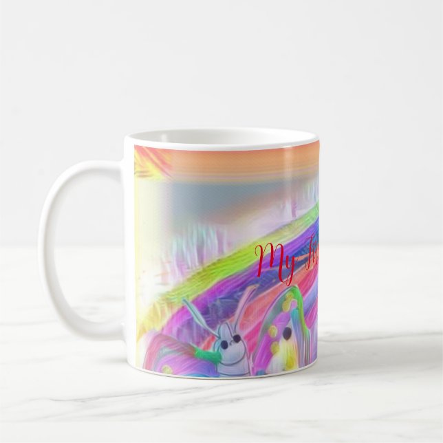 Taza De Café Arcoiris mi primer partido de cumpleaños Mug (Izquierda)