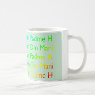 Taza De Café Arcoíris Om Mani Padme Hum (en azul bebé)