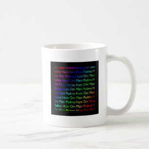 Taza De Café Arcoiris Om Mani Padme Hum (en negro)