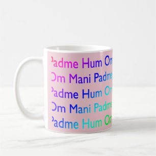 Taza De Café Arcoiris Om Mani Padme Hum (sobre rosa)