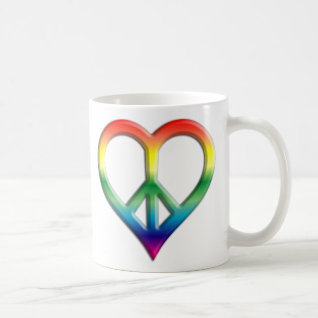 Taza De Café Arcoiris Paz y amor Mug (Derecha)