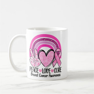 Taza De Café Arcoiris Peace Love Cure Cure Cáncer de Mama de Ci