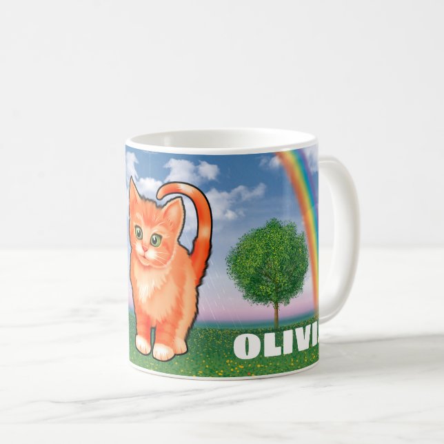 Taza De Café Arcoiris personalizado y gatito Mug (Anverso derecho)