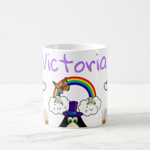 Taza De Café Arcoiris Pingüino Floral Daisy Butterfly Mug