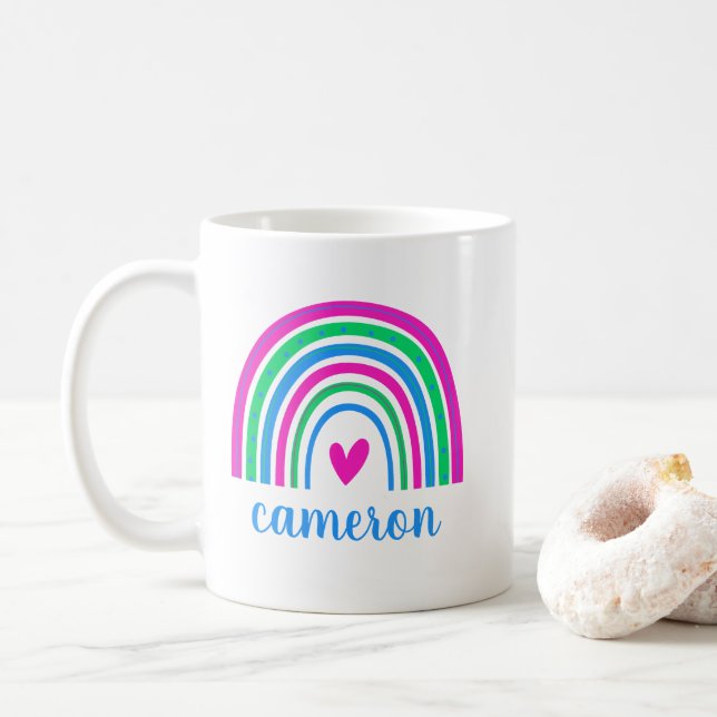 Taza De Café Arcoiris polisexual personalizado (Con donut)
