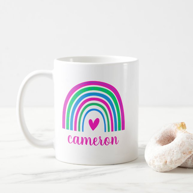 Taza De Café Arcoiris polisexual personalizado (Con donut)