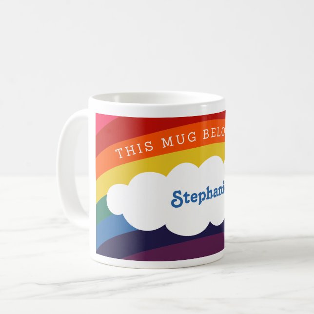 Taza De Café Arcoiris retro | Esta Bomba Pertenece A : Nombre (Anverso izquierdo)