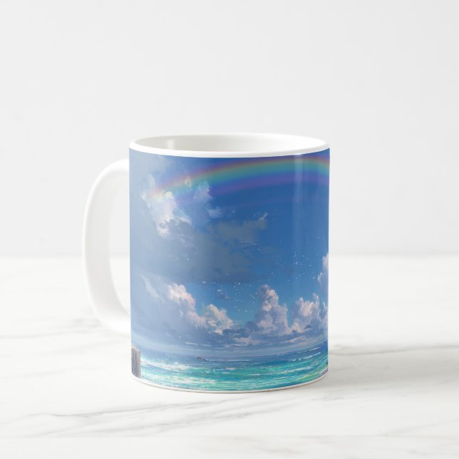 Taza De Café Arcoíris sobre el océano (Anverso izquierdo)