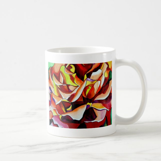 Taza De Café Arcoiris Sunset Rosa acuarela arte original (Derecha)