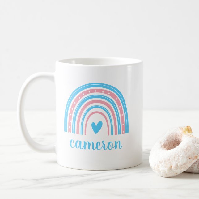 Taza De Café Arcoiris transgénero personalizado (Con donut)