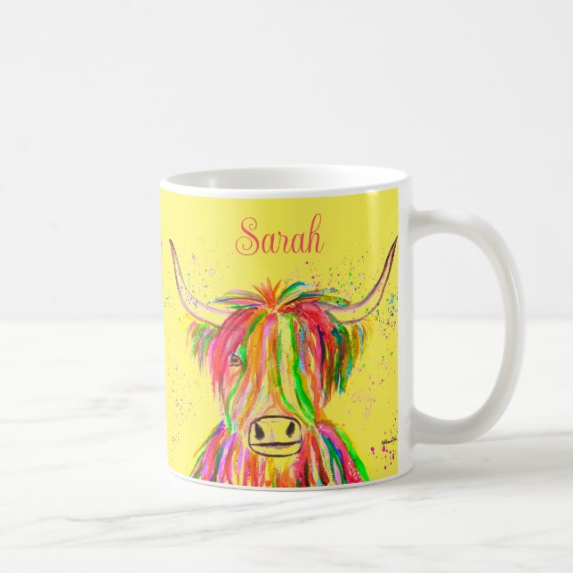 Taza De Café Arcoiris vaca de montaña Acuarela Naturaleza Granj (Derecha)