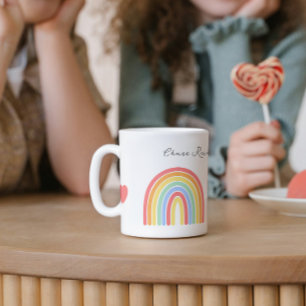 Taza De Café Arcoiris y corazones inspiradores