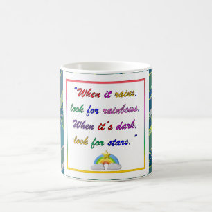 Taza De Café Arcoiris y estrellas - Mug azul motivacional