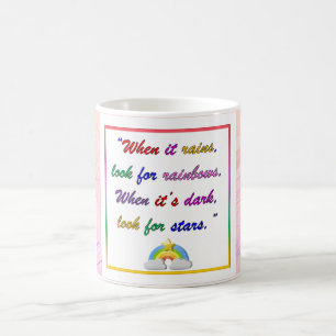 Taza De Café Arcoiris y estrellas - Mug rosa motivacional