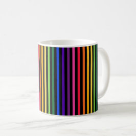 Taza De Café Arcoiris y rayas negras