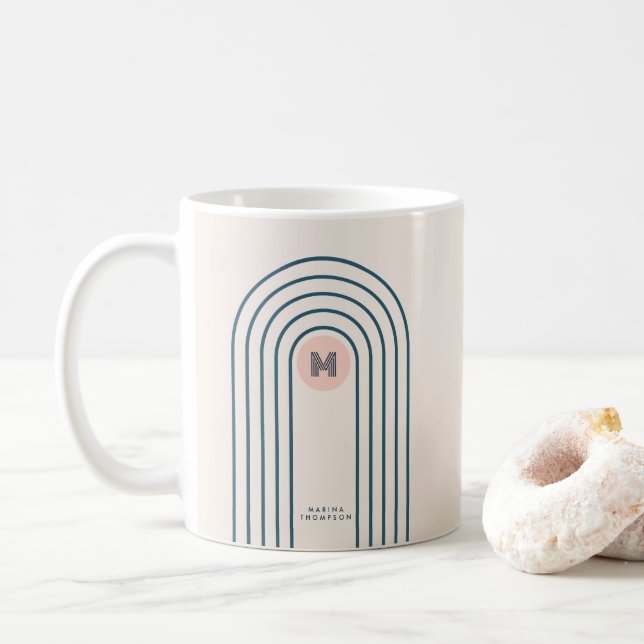 Taza De Café Arcos de líneas geométricas abstractas retro (Con donut)