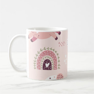 Taza De Café Arcos de lluvia de Unicornios: Pastel de fondo mág